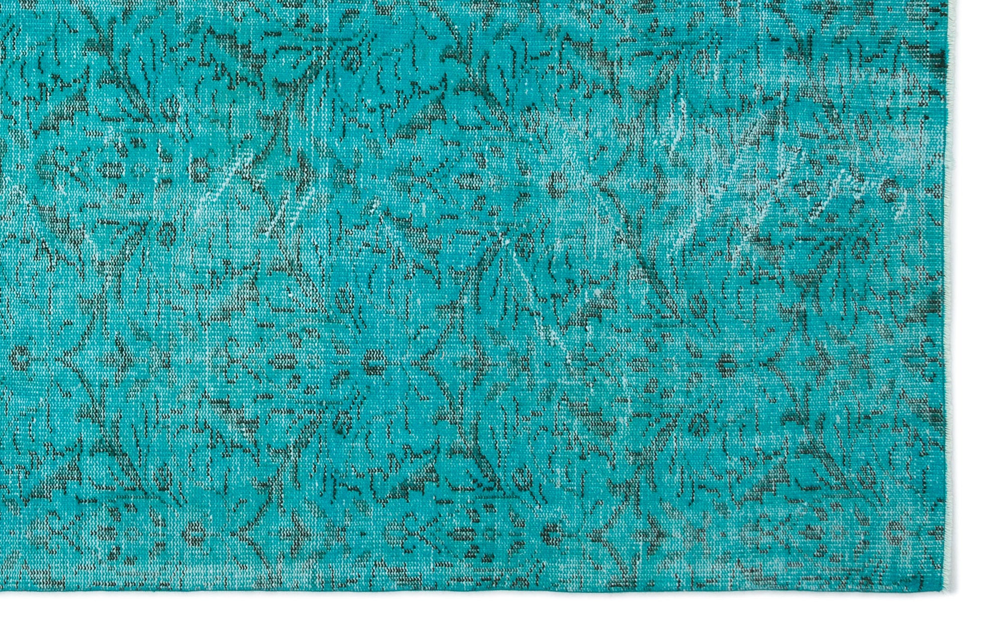 Turquoise  Over Dyed Vintage Rug 5'10'' x 9'3'' ft 178 x 282 cm