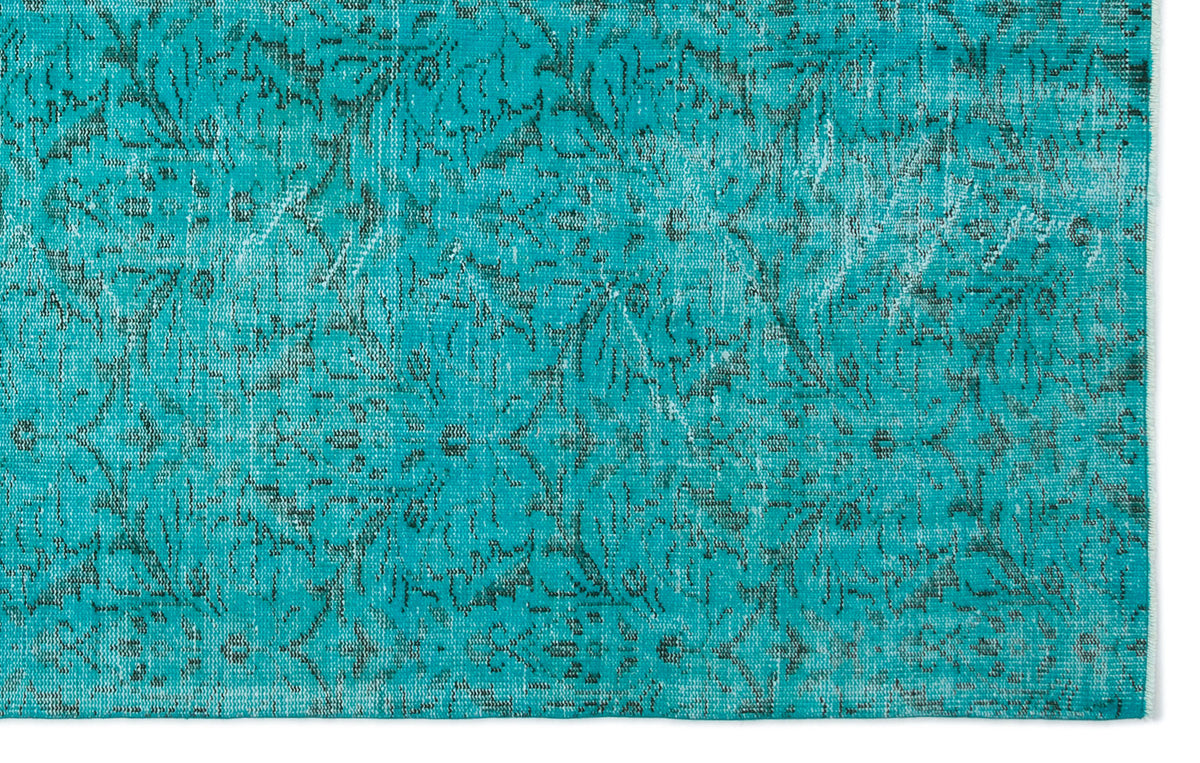 Turquoise  Over Dyed Vintage Rug 5&#39;10&#39;&#39; x 9&#39;3&#39;&#39; ft 178 x 282 cm