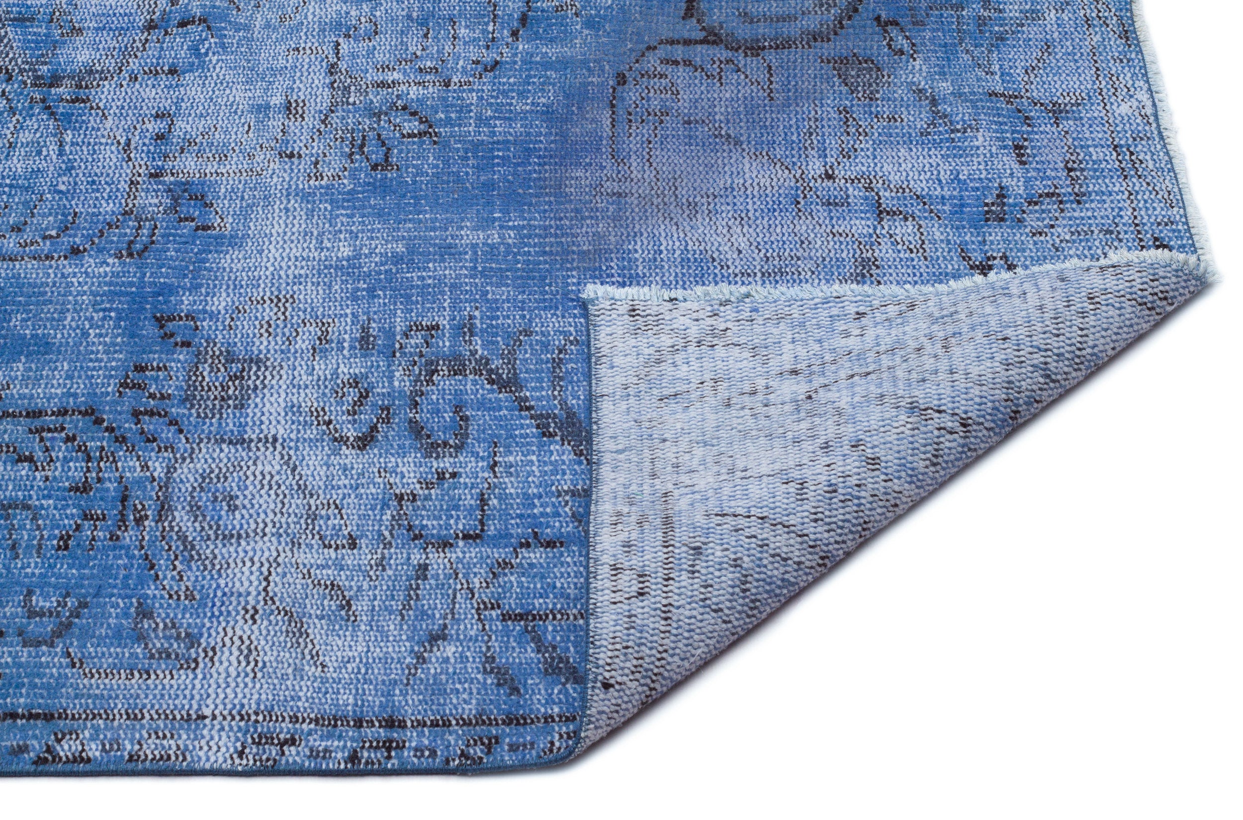 Blue Over Dyed Vintage Rug 5'5'' x 8'5'' ft 164 x 256 cm