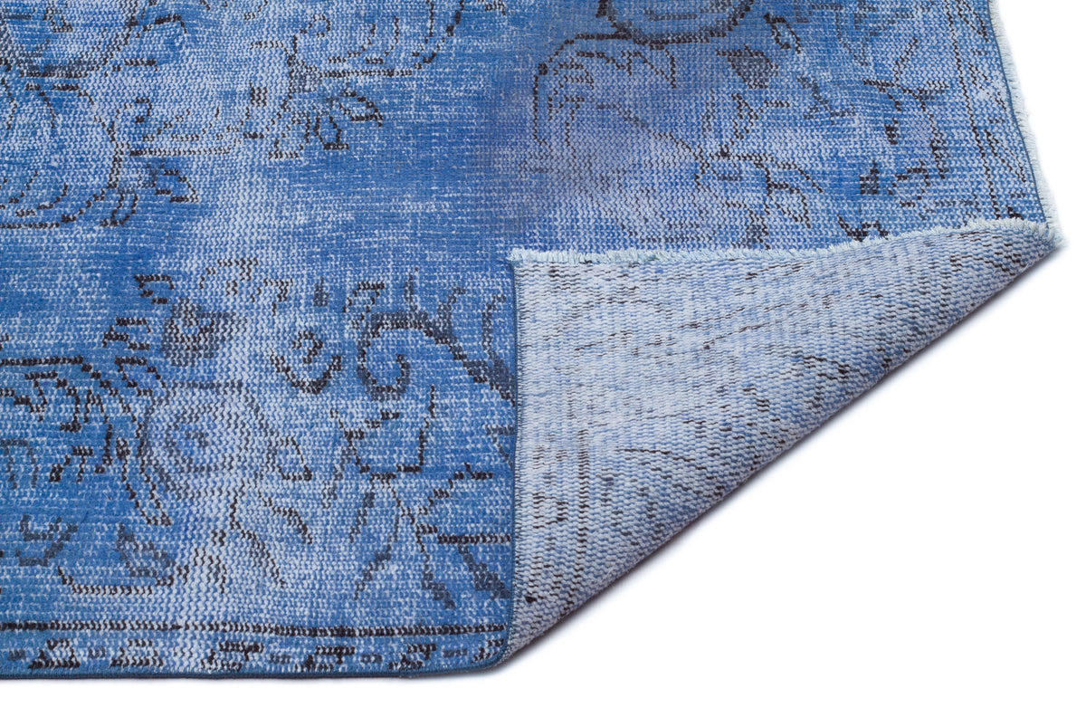 Blue Over Dyed Vintage Rug 5&#39;5&#39;&#39; x 8&#39;5&#39;&#39; ft 164 x 256 cm