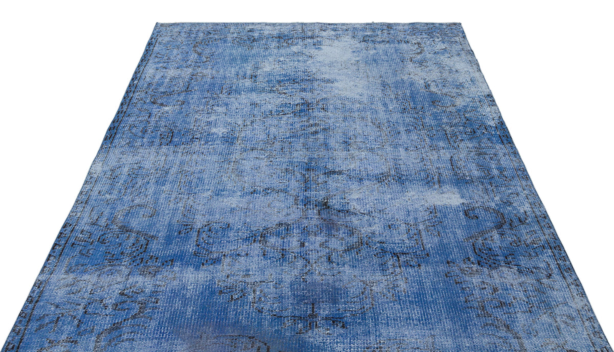 Blue Over Dyed Vintage Rug 5&#39;5&#39;&#39; x 8&#39;5&#39;&#39; ft 164 x 256 cm