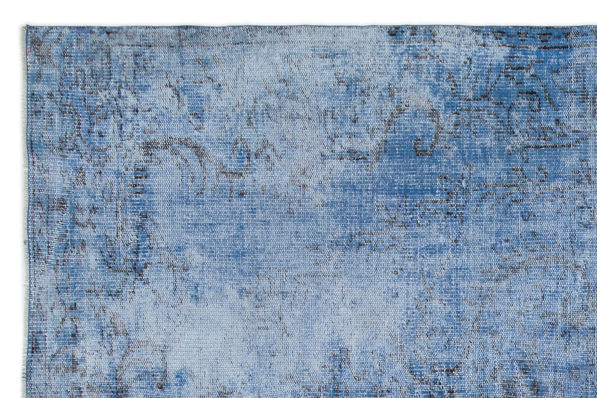 Blue Over Dyed Vintage Rug 5&#39;5&#39;&#39; x 8&#39;5&#39;&#39; ft 164 x 256 cm