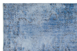 Blue Over Dyed Vintage Rug 5'5'' x 8'5'' ft 164 x 256 cm