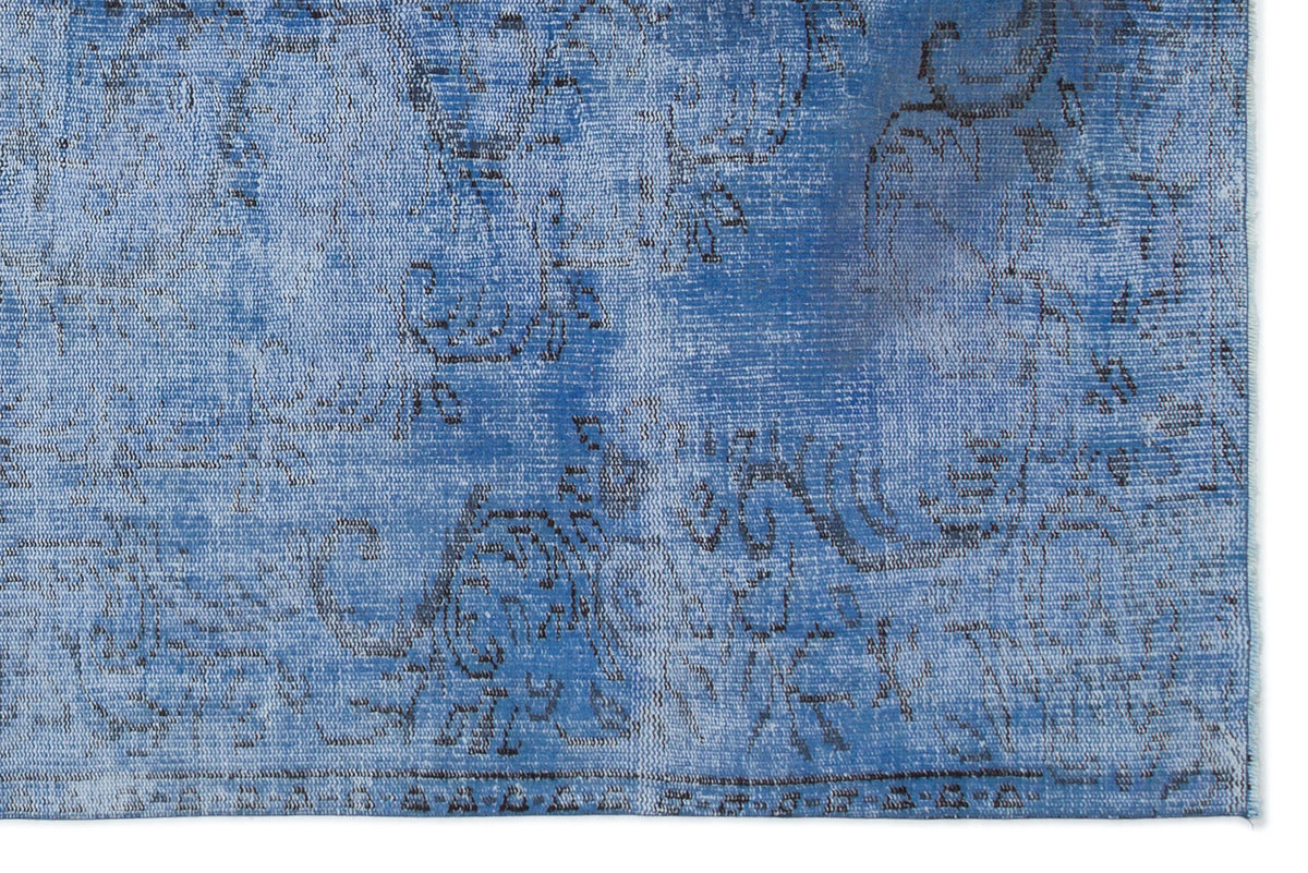 Blue Over Dyed Vintage Rug 5&#39;5&#39;&#39; x 8&#39;5&#39;&#39; ft 164 x 256 cm