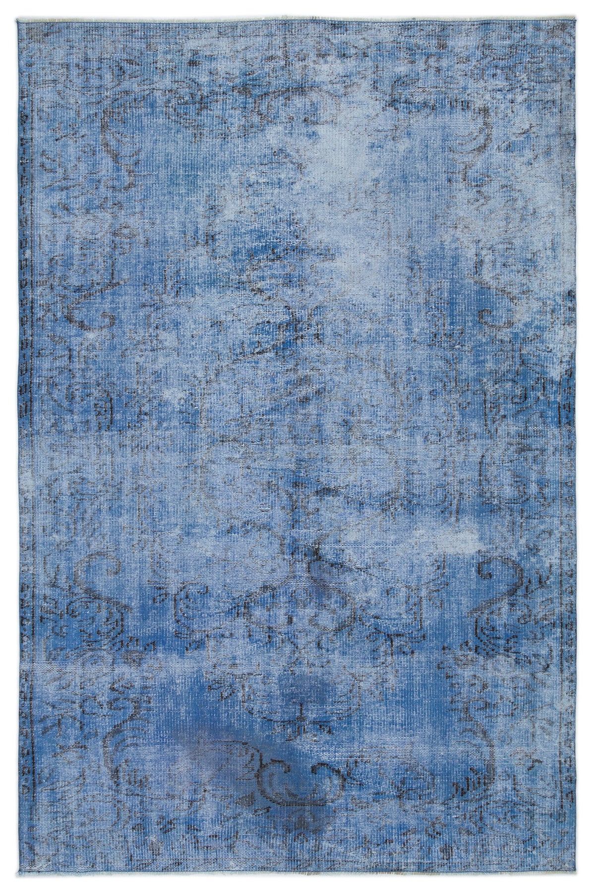 Blue Over Dyed Vintage Rug 5&#39;5&#39;&#39; x 8&#39;5&#39;&#39; ft 164 x 256 cm