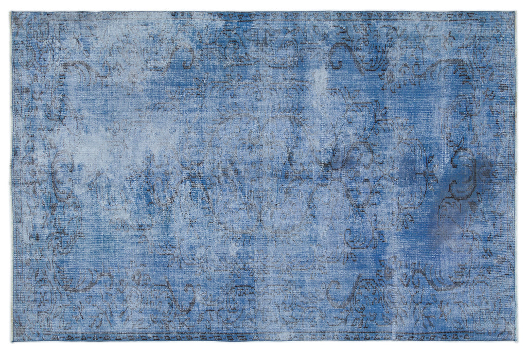 Blue Over Dyed Vintage Rug 5'5'' x 8'5'' ft 164 x 256 cm