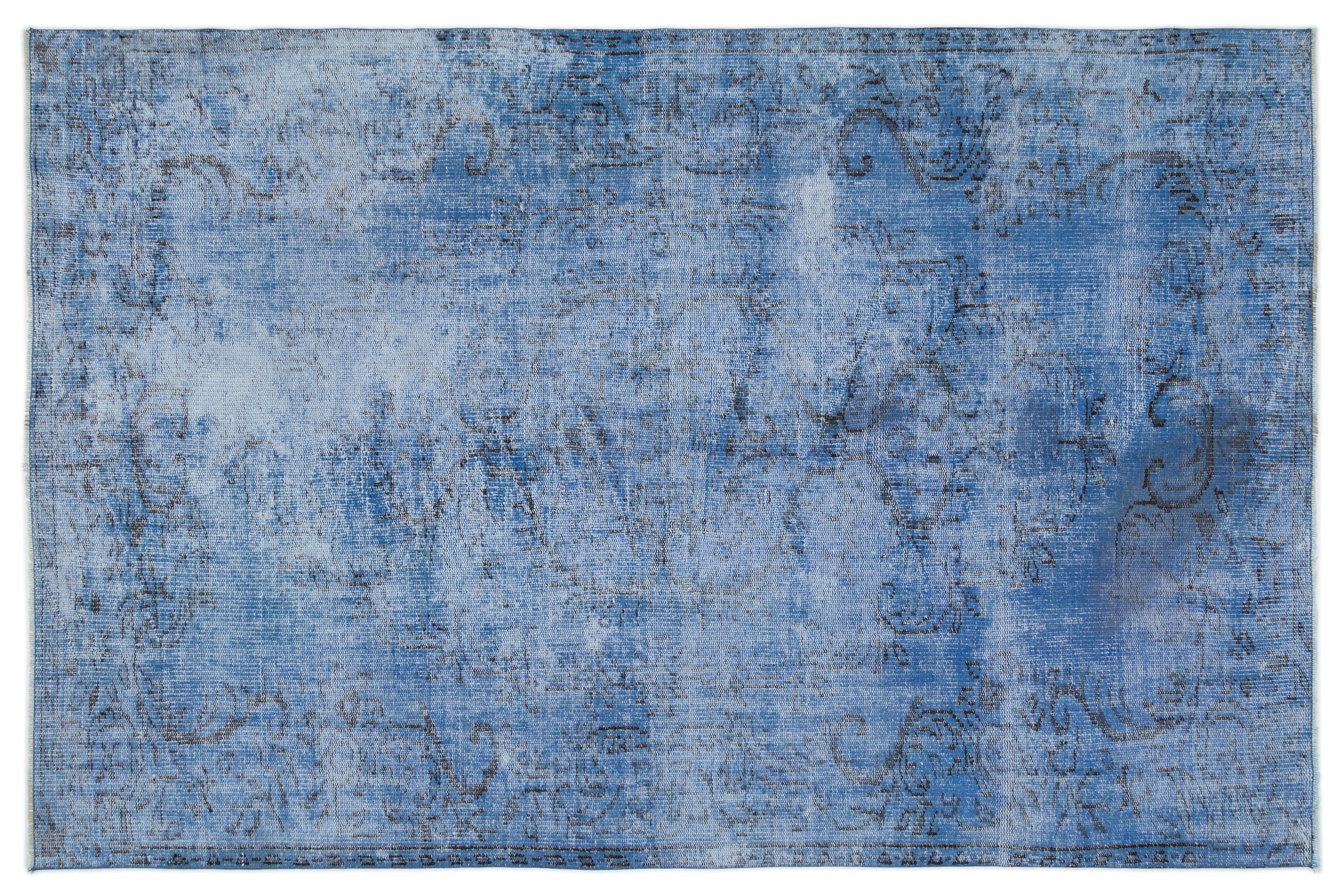 Blue Over Dyed Vintage Rug 5'5'' x 8'5'' ft 164 x 256 cm
