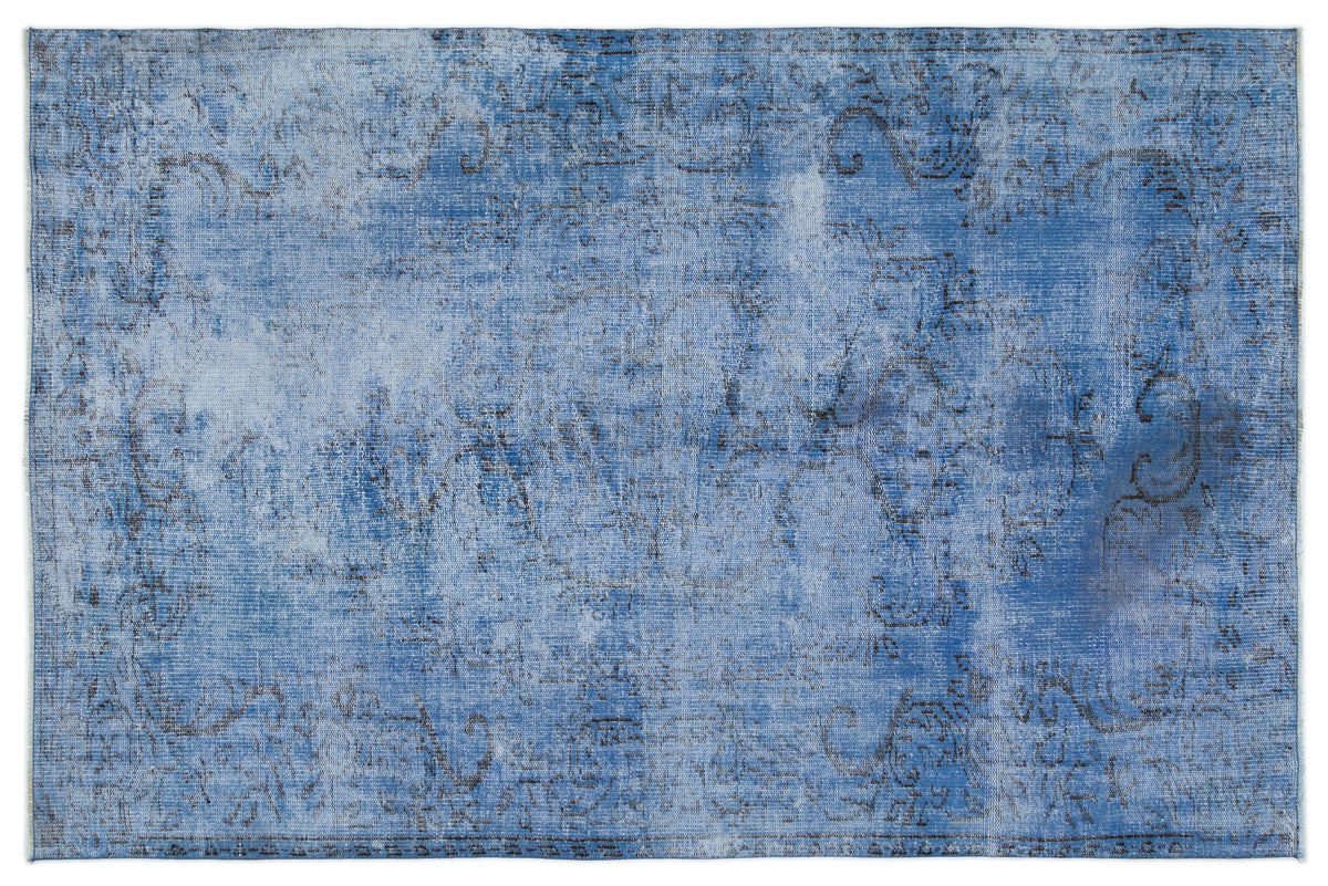 Blue Over Dyed Vintage Rug 5&#39;5&#39;&#39; x 8&#39;5&#39;&#39; ft 164 x 256 cm