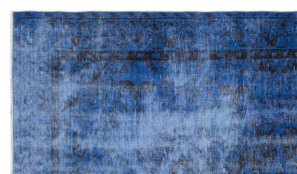 Blue Over Dyed Vintage Rug 5'2'' x 9'1'' ft 158 x 277 cm