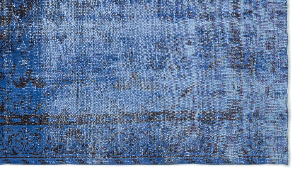 Blue Over Dyed Vintage Rug 5'2'' x 9'1'' ft 158 x 277 cm