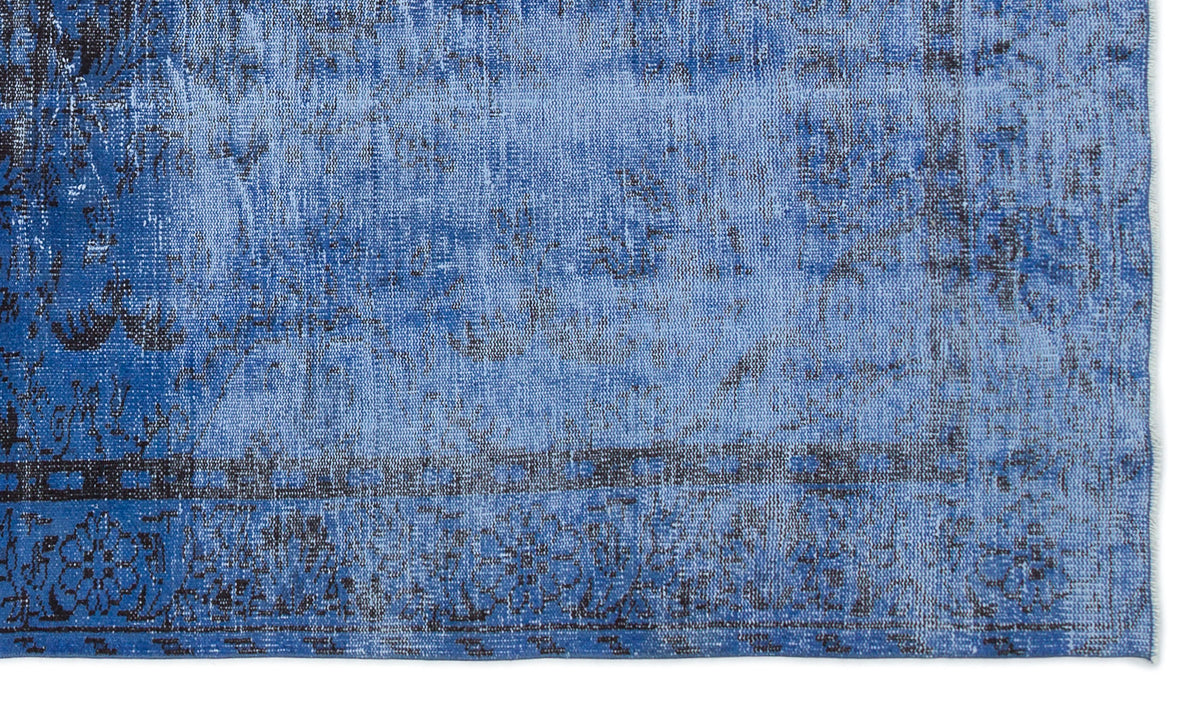 Blue Over Dyed Vintage Rug 5&#39;2&#39;&#39; x 9&#39;1&#39;&#39; ft 158 x 277 cm