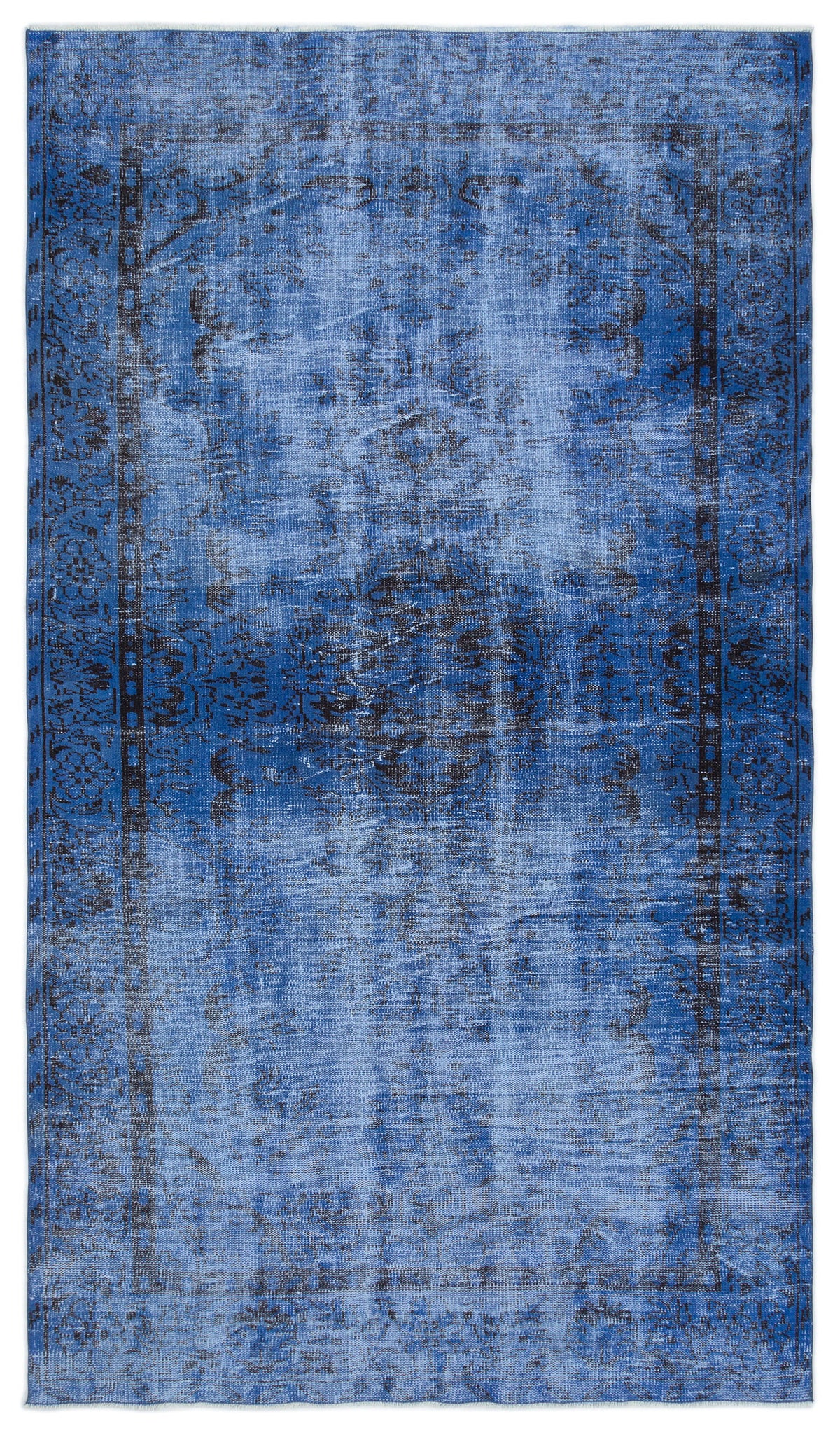 Blue Over Dyed Vintage Rug 5&#39;2&#39;&#39; x 9&#39;1&#39;&#39; ft 158 x 277 cm