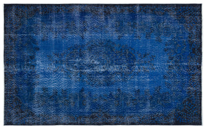 Blue Over Dyed Vintage Rug 5'9'' x 9'4'' ft 176 x 285 cm