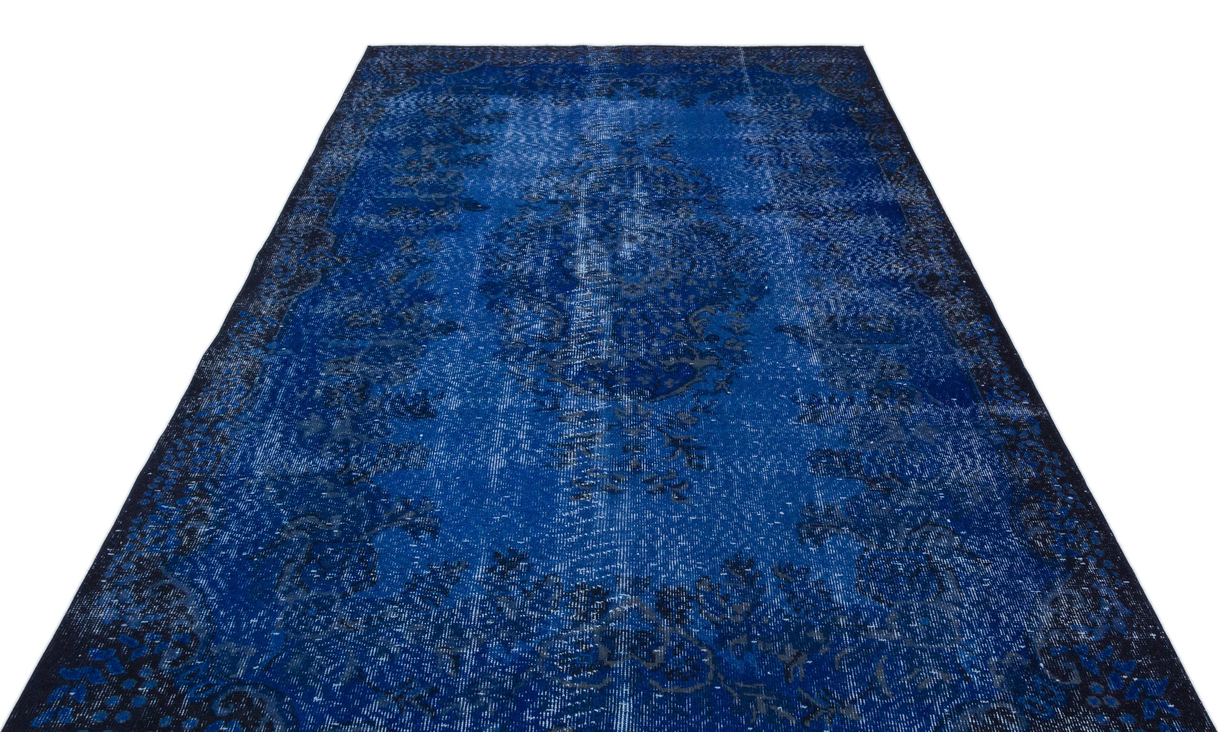 Blue Over Dyed Vintage Rug 5'9'' x 9'4'' ft 176 x 285 cm