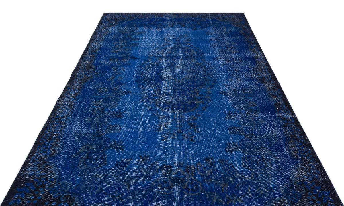 Blue Over Dyed Vintage Rug 5&#39;9&#39;&#39; x 9&#39;4&#39;&#39; ft 176 x 285 cm
