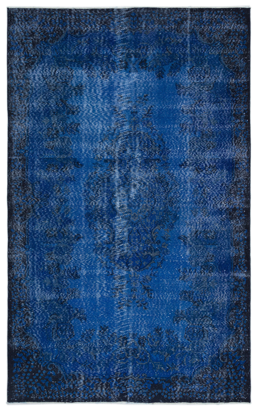Blue Over Dyed Vintage Rug 5'9'' x 9'4'' ft 176 x 285 cm
