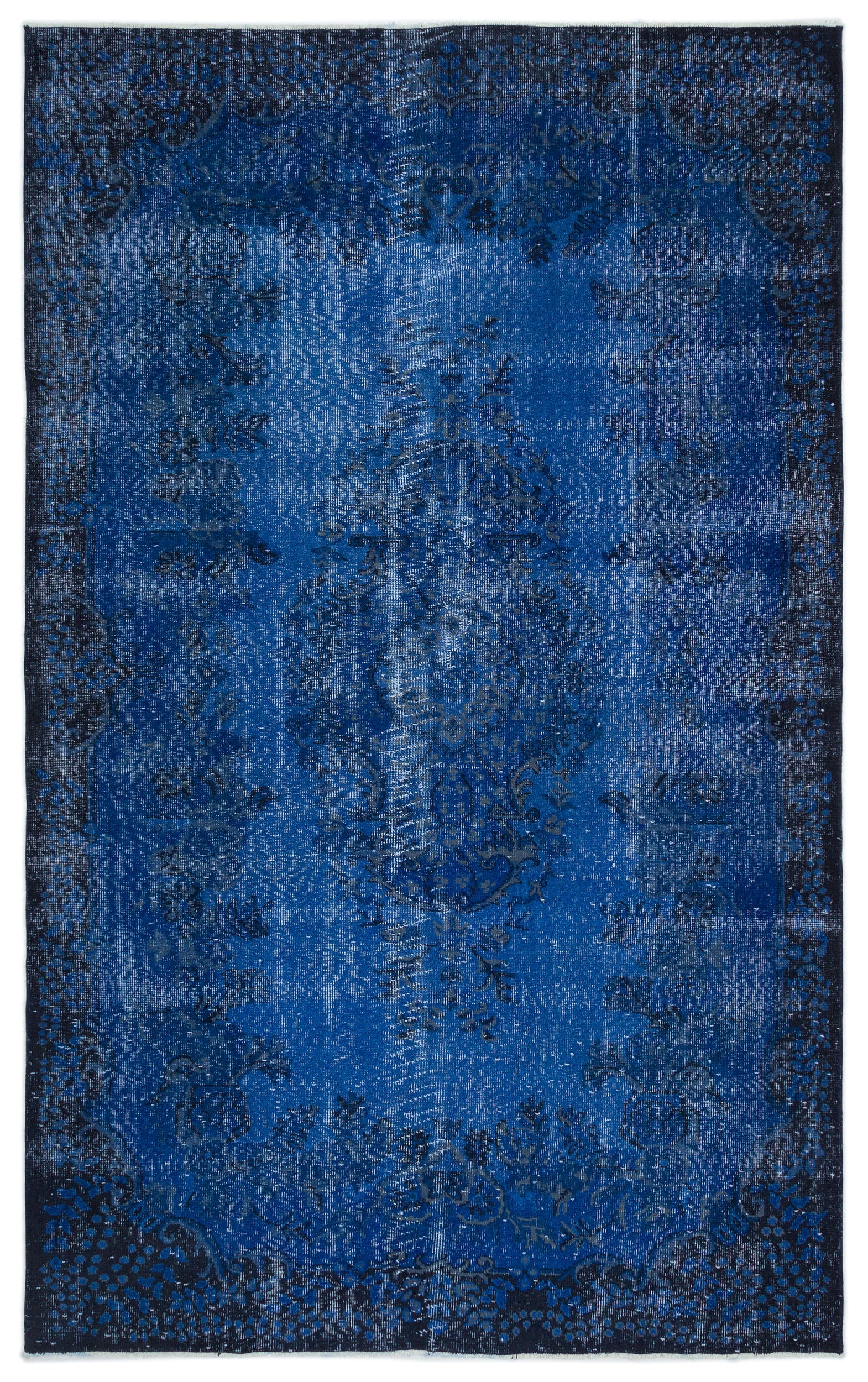 Blue Over Dyed Vintage Rug 5'9'' x 9'4'' ft 176 x 285 cm