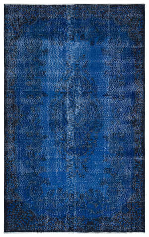 Blue Over Dyed Vintage Rug 5'9'' x 9'4'' ft 176 x 285 cm
