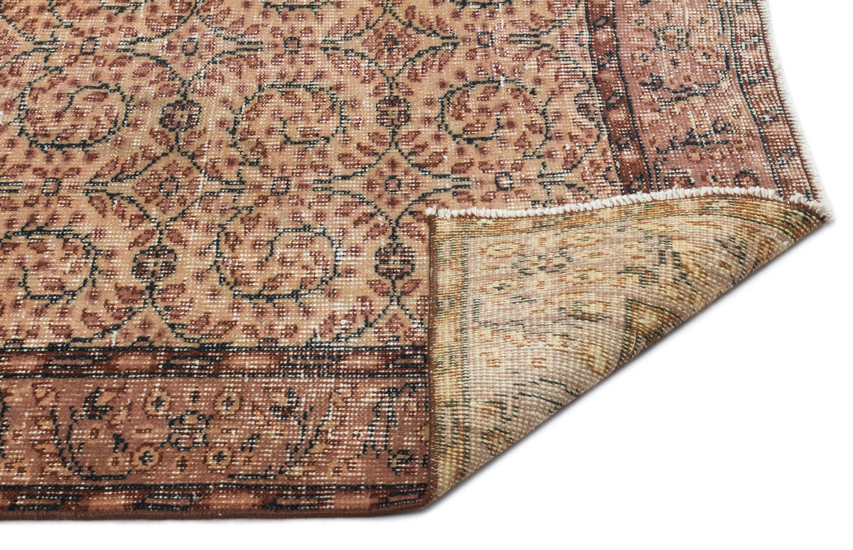 Brown Over Dyed Vintage Rug 4&#39;9&#39;&#39; x 8&#39;5&#39;&#39; ft 145 x 257 cm