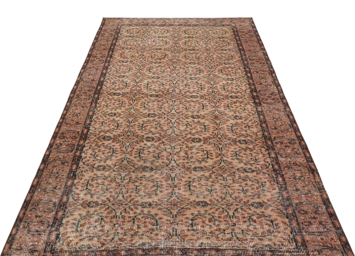 Brown Over Dyed Vintage Rug 4&#39;9&#39;&#39; x 8&#39;5&#39;&#39; ft 145 x 257 cm