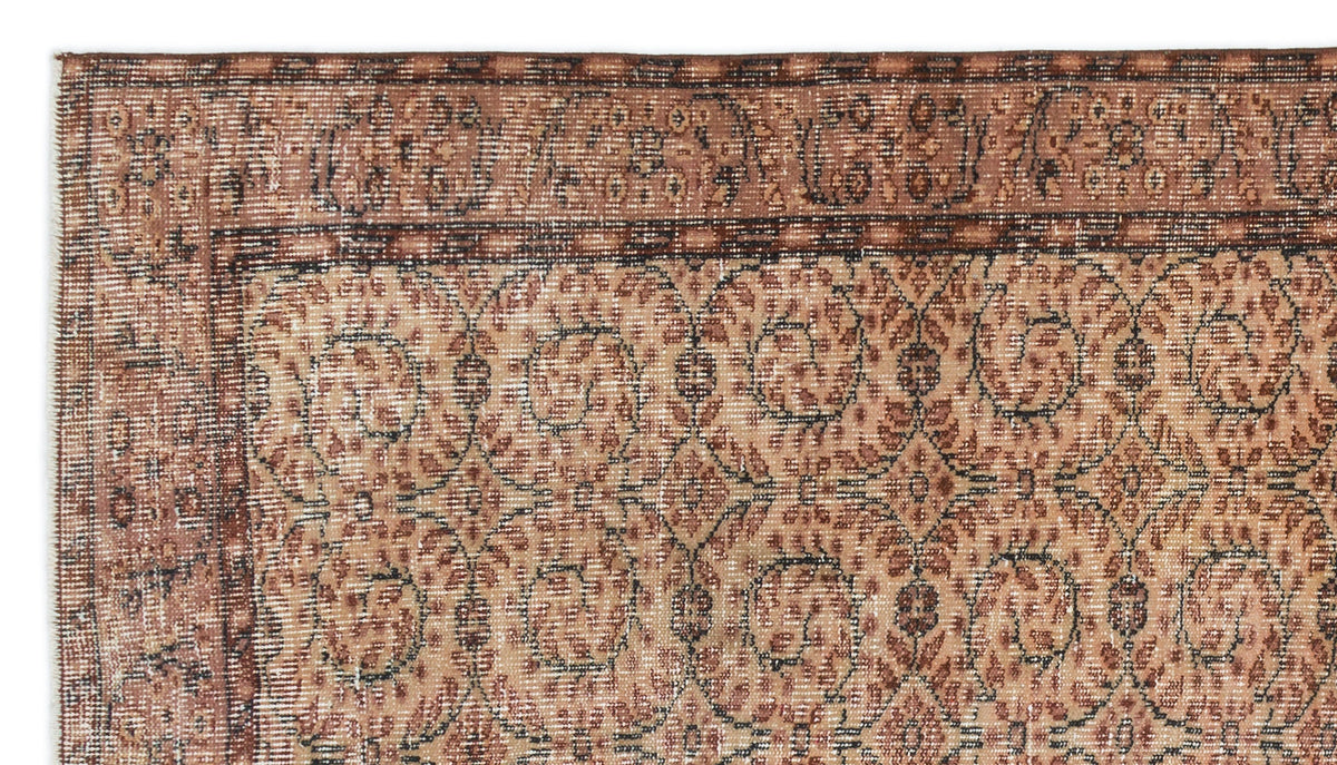 Brown Over Dyed Vintage Rug 4&#39;9&#39;&#39; x 8&#39;5&#39;&#39; ft 145 x 257 cm