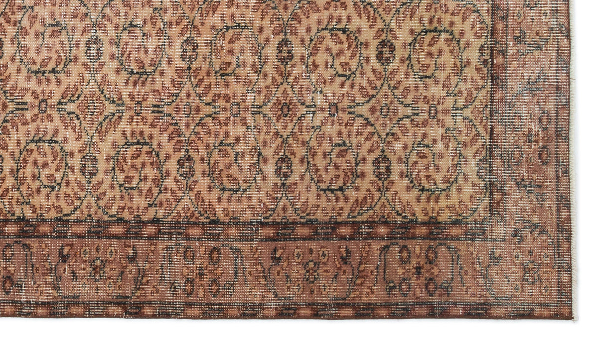 Brown Over Dyed Vintage Rug 4&#39;9&#39;&#39; x 8&#39;5&#39;&#39; ft 145 x 257 cm