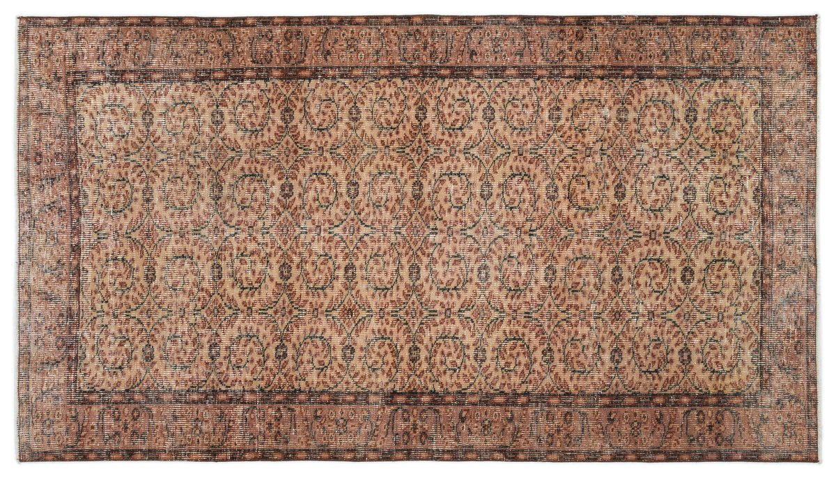 Brown Over Dyed Vintage Rug 4&#39;9&#39;&#39; x 8&#39;5&#39;&#39; ft 145 x 257 cm