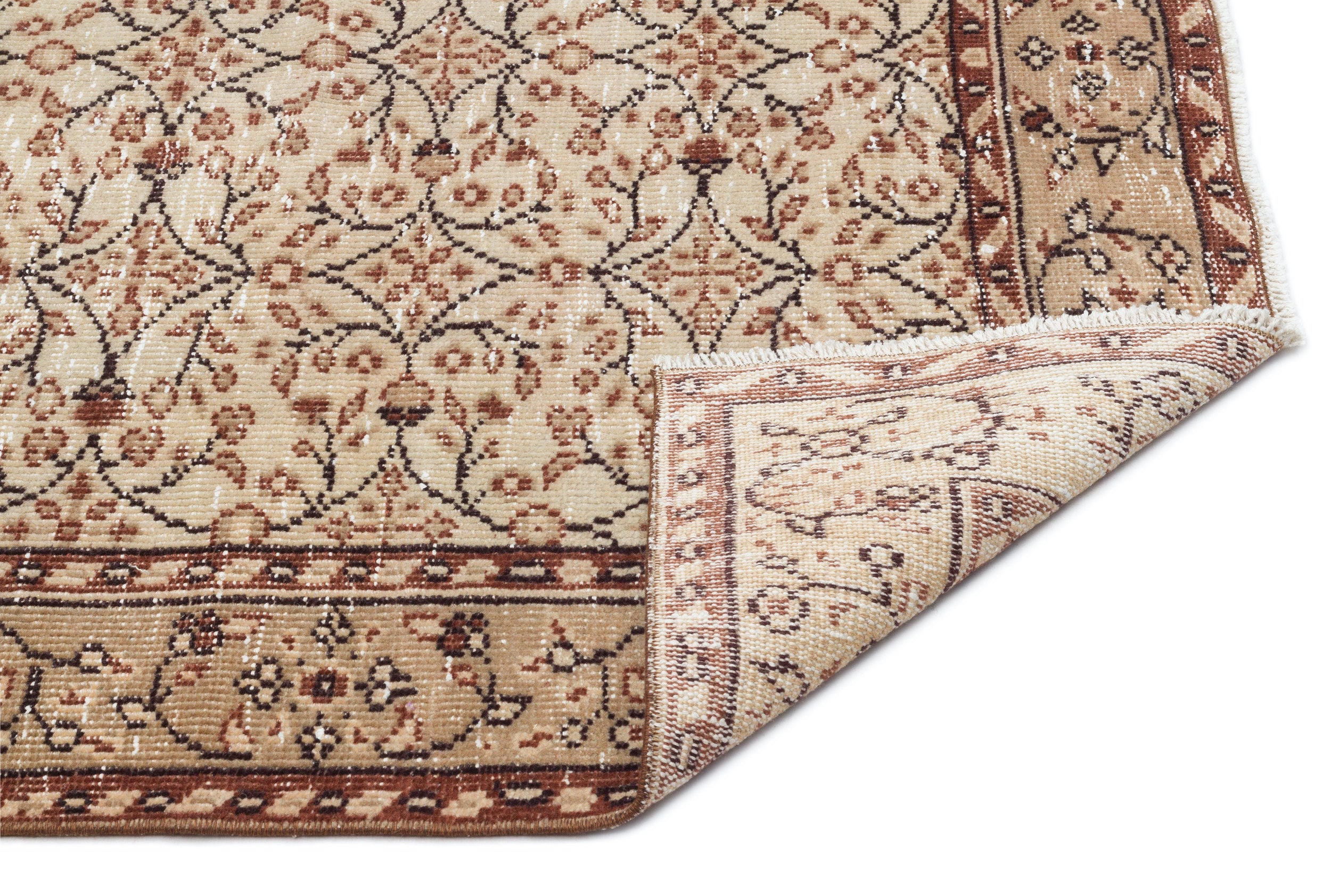 Beige Over Dyed Vintage Rug 4'10'' x 8'8'' ft 148 x 263 cm