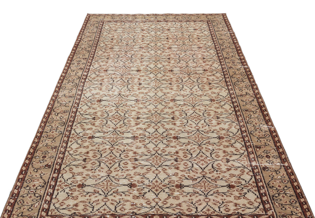 Beige Over Dyed Vintage Rug 4&#39;10&#39;&#39; x 8&#39;8&#39;&#39; ft 148 x 263 cm