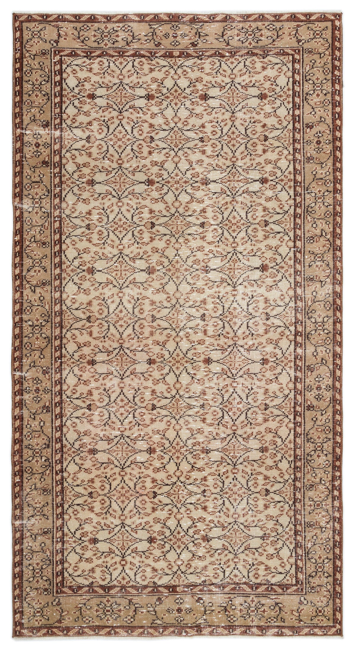 Beige Over Dyed Vintage Rug 4&#39;10&#39;&#39; x 8&#39;8&#39;&#39; ft 148 x 263 cm