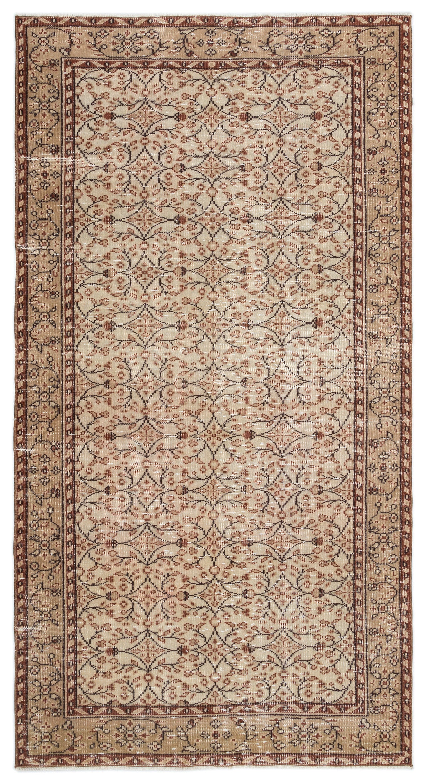 Beige Over Dyed Vintage Rug 4'10'' x 8'8'' ft 148 x 263 cm