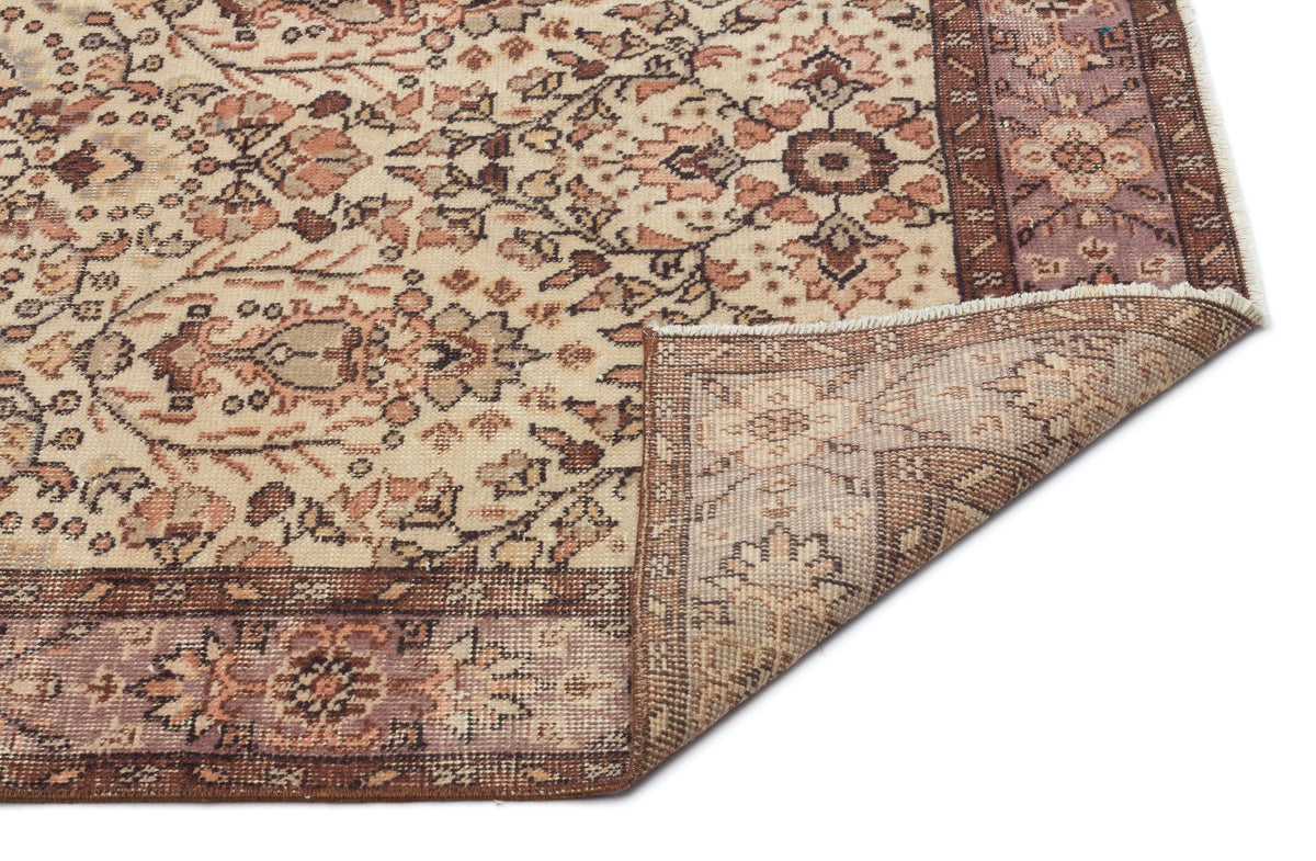 Beige Over Dyed Vintage Rug 5&#39;5&#39;&#39; x 9&#39;9&#39;&#39; ft 164 x 297 cm