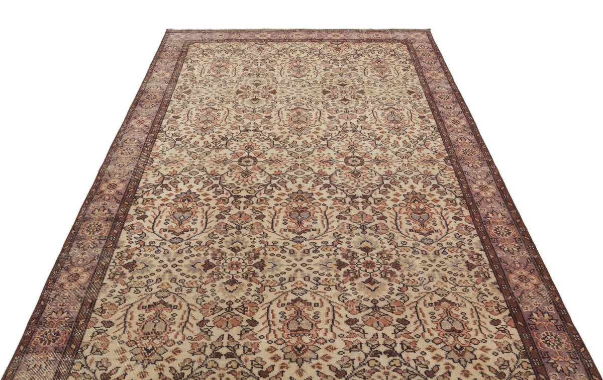 Beige Over Dyed Vintage Rug 5&#39;5&#39;&#39; x 9&#39;9&#39;&#39; ft 164 x 297 cm