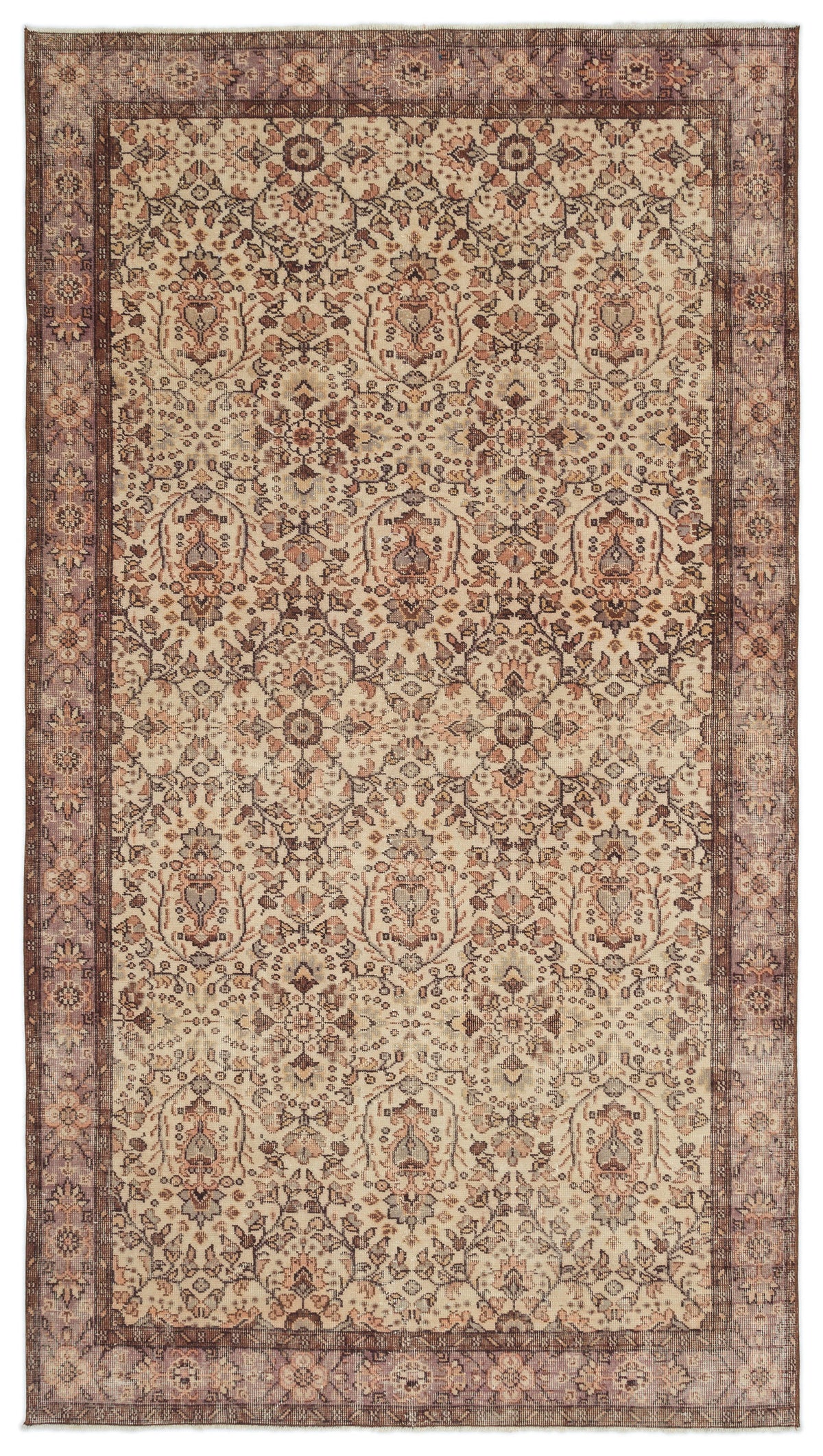 Beige Over Dyed Vintage Rug 5&#39;5&#39;&#39; x 9&#39;9&#39;&#39; ft 164 x 297 cm