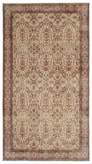 Beige Over Dyed Vintage Rug 5'5'' x 9'9'' ft 164 x 297 cm