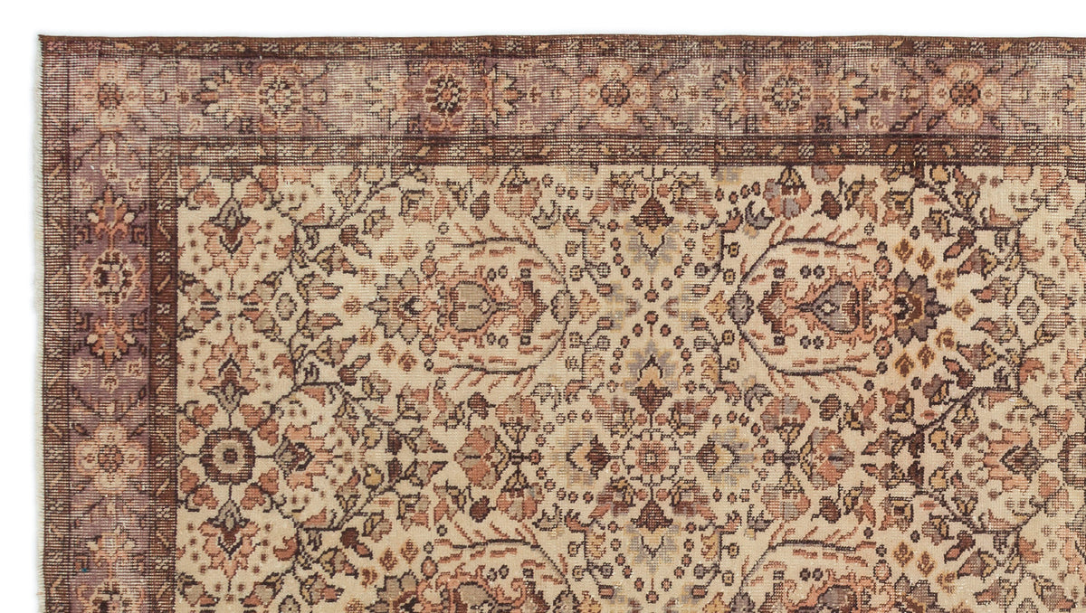 Beige Over Dyed Vintage Rug 5&#39;5&#39;&#39; x 9&#39;9&#39;&#39; ft 164 x 297 cm