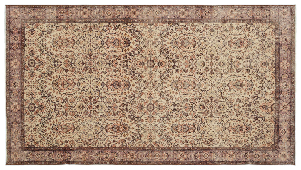 Beige Over Dyed Vintage Rug 5'5'' x 9'9'' ft 164 x 297 cm