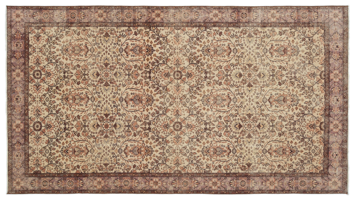 Beige Over Dyed Vintage Rug 5&#39;5&#39;&#39; x 9&#39;9&#39;&#39; ft 164 x 297 cm