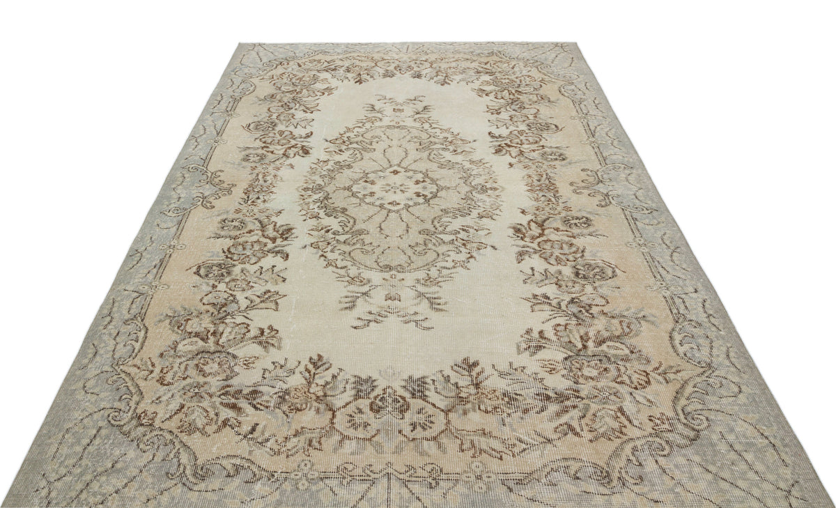 Beige Over Dyed Vintage Rug 5'11'' x 8'8'' ft 180 x 265 cm