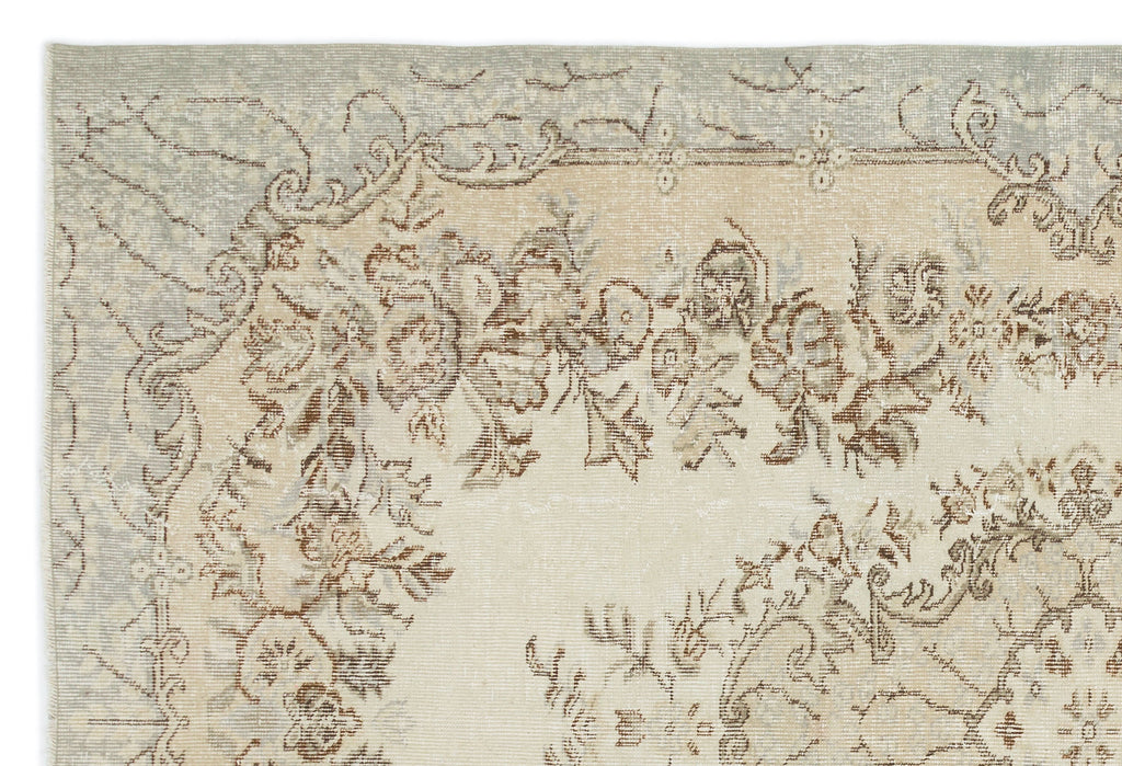 Beige Over Dyed Vintage Rug 5'11'' x 8'8'' ft 180 x 265 cm