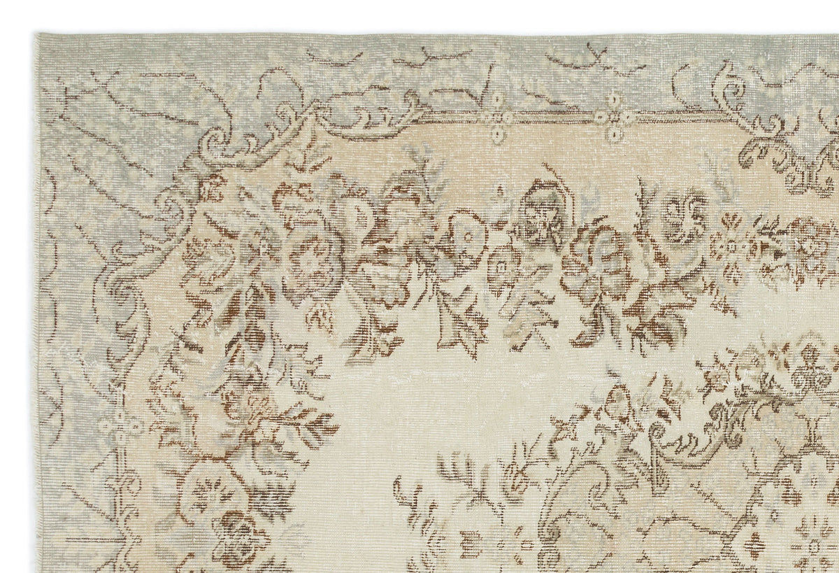 Beige Over Dyed Vintage Rug 5'11'' x 8'8'' ft 180 x 265 cm
