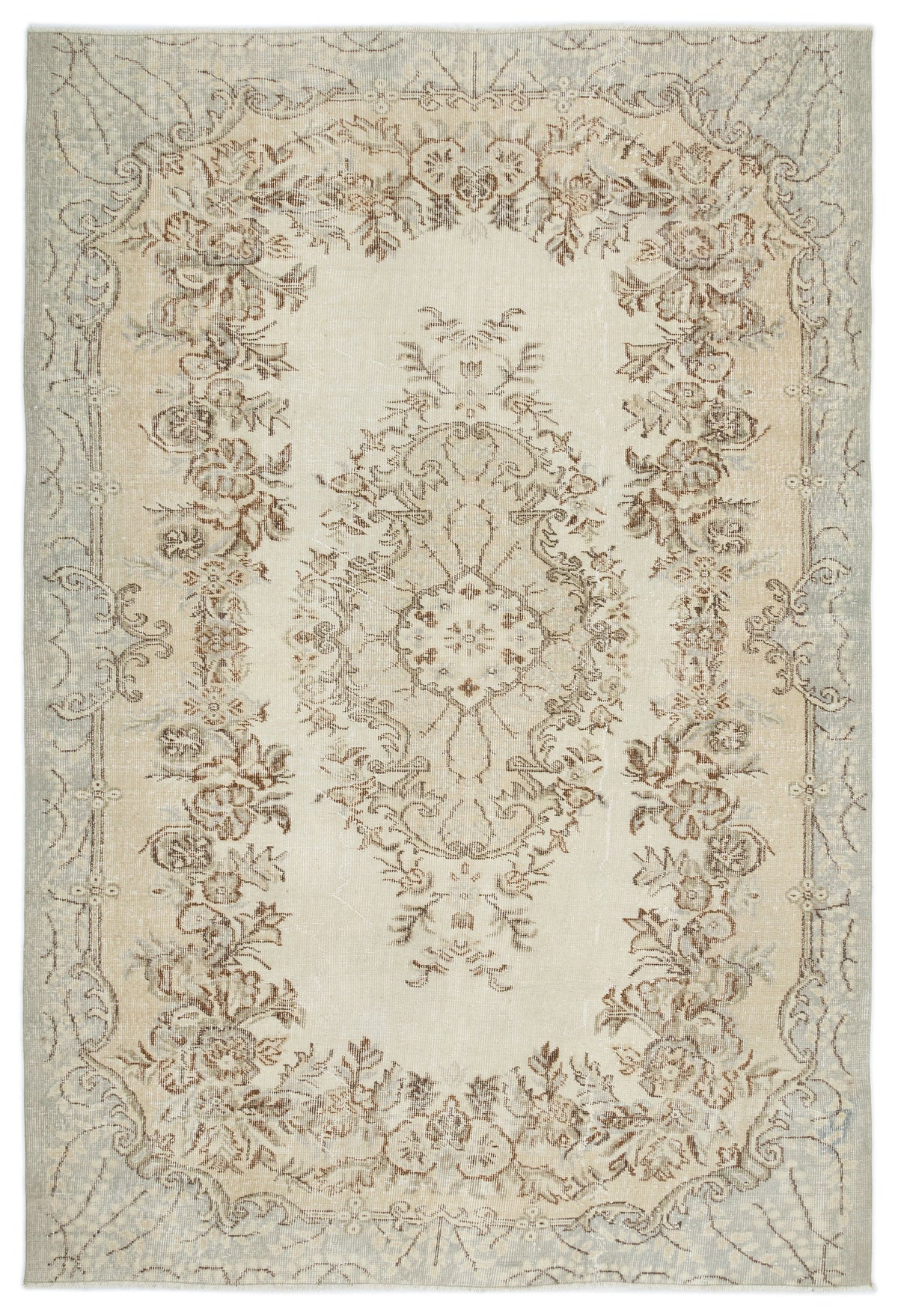 Beige Over Dyed Vintage Rug 5'11'' x 8'8'' ft 180 x 265 cm