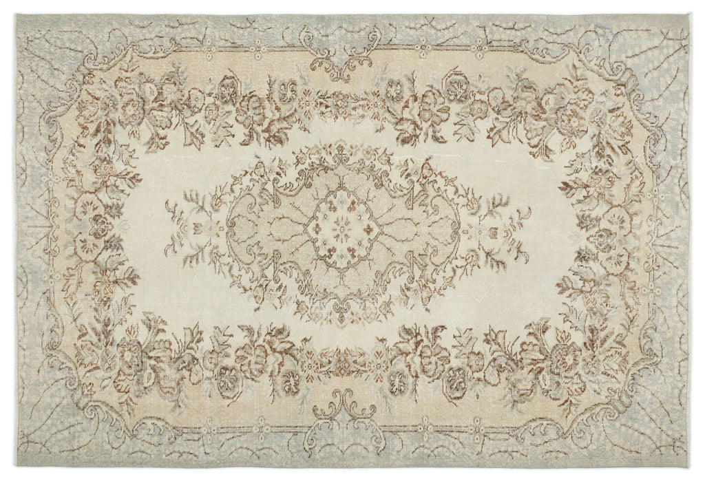 Beige Over Dyed Vintage Rug 5'11'' x 8'8'' ft 180 x 265 cm