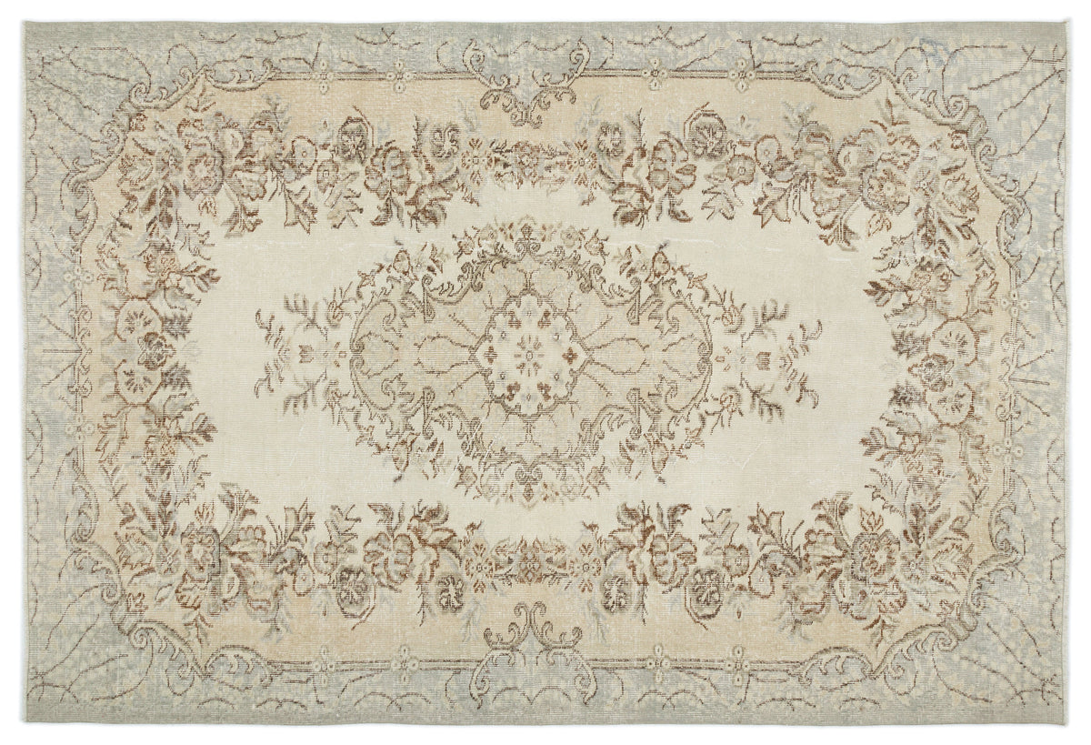 Beige Over Dyed Vintage Rug 5'11'' x 8'8'' ft 180 x 265 cm
