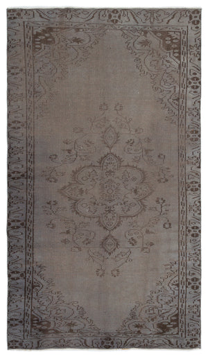 Gray Over Dyed Vintage Rug 4'9'' x 8'3'' ft 145 x 251 cm