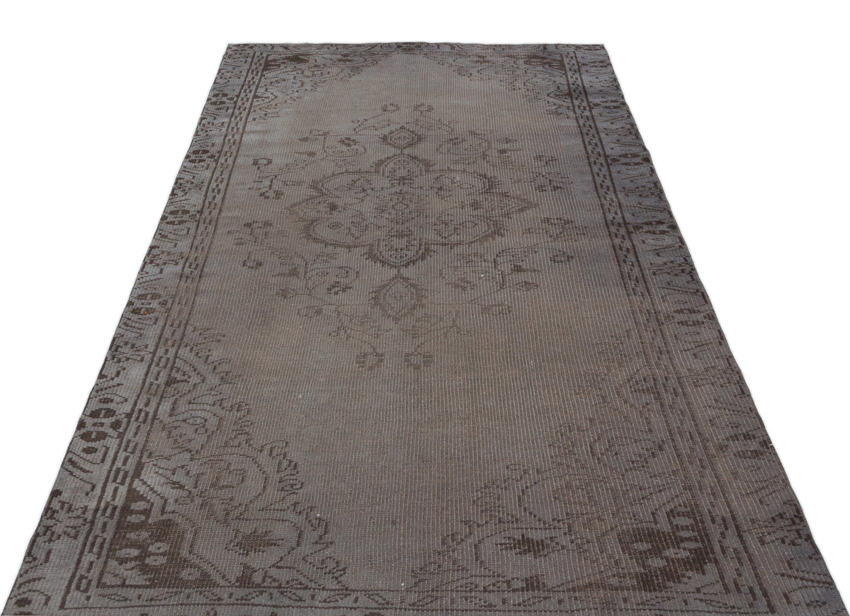 Gray Over Dyed Vintage Rug 4&#39;9&#39;&#39; x 8&#39;3&#39;&#39; ft 145 x 251 cm
