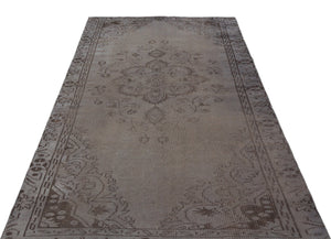 Gray Over Dyed Vintage Rug 4'9'' x 8'3'' ft 145 x 251 cm