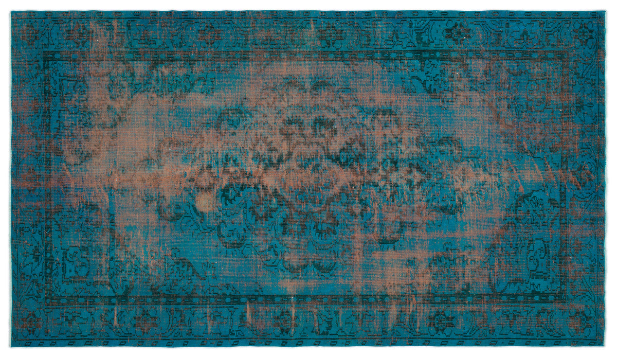 Turquoise  Over Dyed Vintage Rug 5&#39;9&#39;&#39; x 10&#39;0&#39;&#39; ft 174 x 306 cm