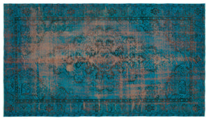 Turquoise  Over Dyed Vintage Rug 5'9'' x 10'0'' ft 174 x 306 cm