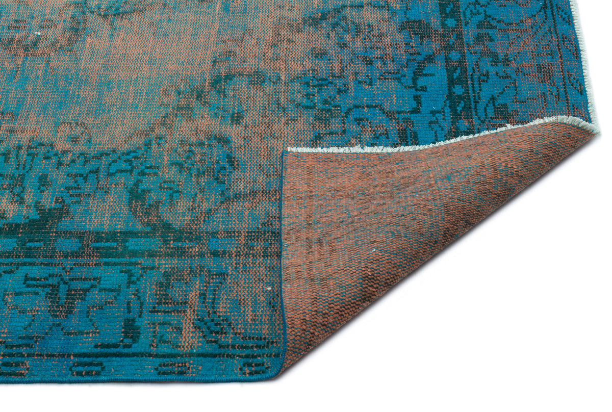 Turquoise  Over Dyed Vintage Rug 5&#39;9&#39;&#39; x 10&#39;0&#39;&#39; ft 174 x 306 cm